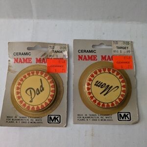 Vintage Mom and Dad ceramic Magnets,new old stock